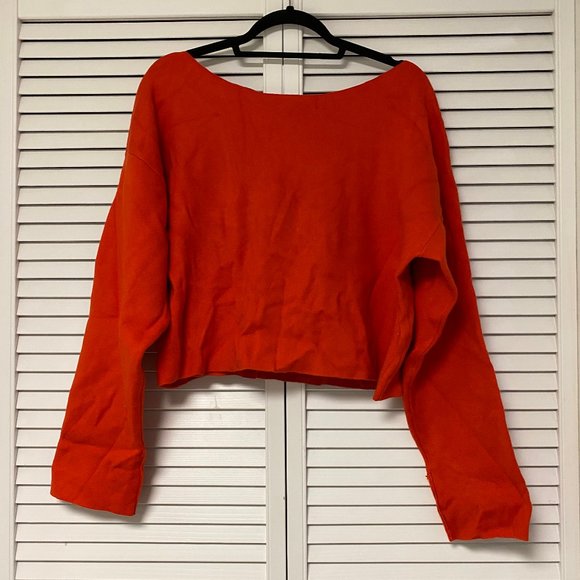 Zara Red Bow Tie Crew Neck Sweater - Picture 2 of 4